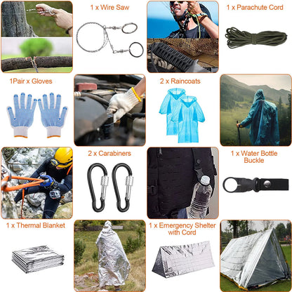 125Pcs Survival Kits Professional Emergency Survival Gear