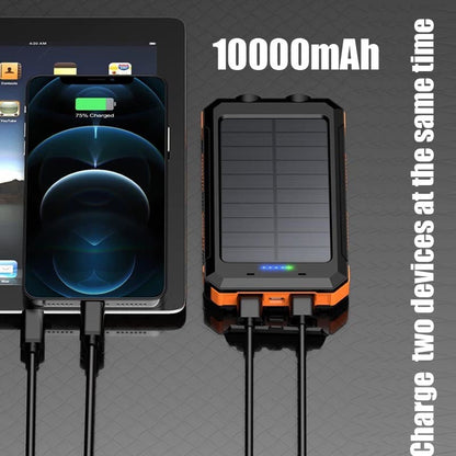 10000mAh Portable Fast Charging Solar Power Bank with 2 USB ports