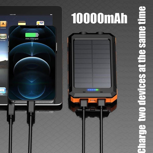 10000mAh Portable Fast Charging Solar Power Bank with 2 USB ports