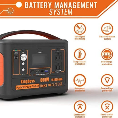 600W Portable Power Station 568Wh 153600mAh Solar Generator