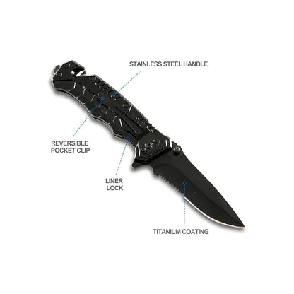 Folding Pocket Knife, Seat Belt Cutter, Multi-Functional Emergency Tool