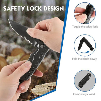 Folding Pocket Knife, Seat Belt Cutter, Multi-Functional Emergency Tool