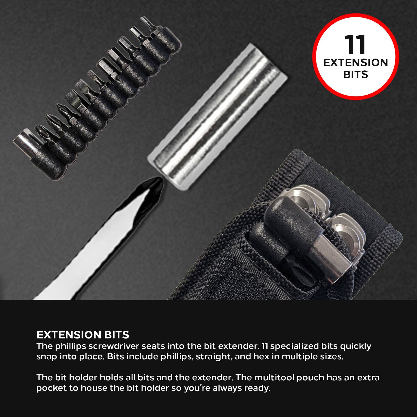 Heavy Duty Multitool with 11 extension bits