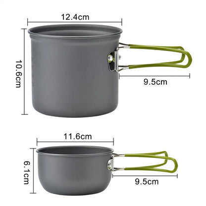 5Pcs Camping Cookware Mess Kit