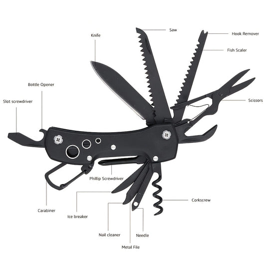 Stainless Steel Multitool Pocket Knife With Nylon Sheath For Outdoor Emergency Survival