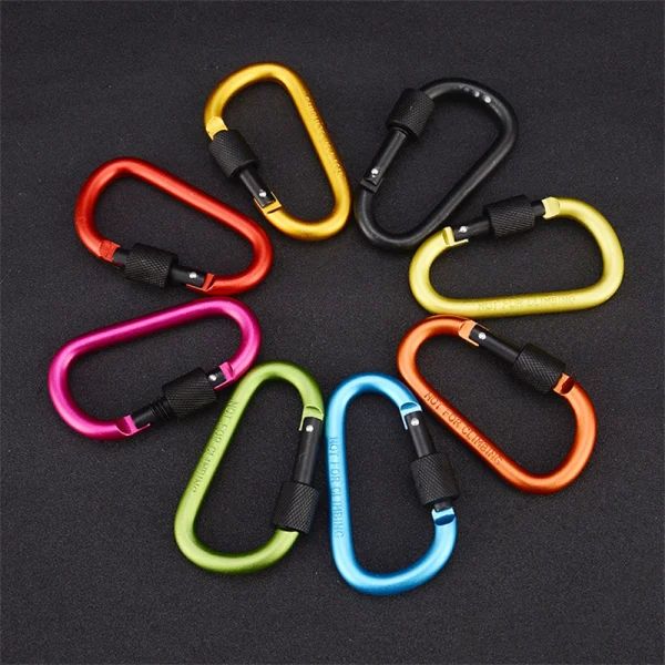 Aluminum D-Ring Locking Carabiner Light but Strong, pack of 10