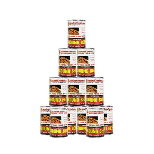 Survival Cave Food Canned Ground Beef (12) – 14.5oz Cans - Ready To Eat