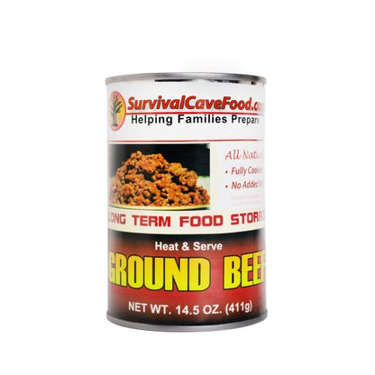 Survival Cave Food Canned Ground Beef (12) – 14.5oz Cans - Ready To Eat