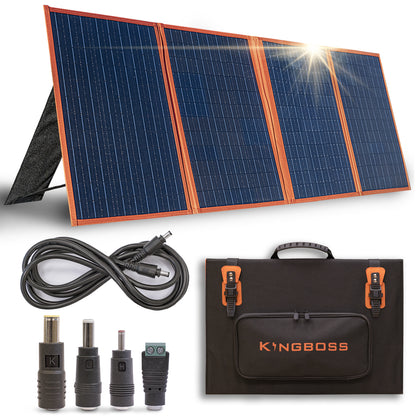 KingBoss Portable 120w Solar Panel High Efficiency Waterproof;  with Multiple Outputs and 3-Kickstand;  Foldable Design for Optimal Solar Coverage