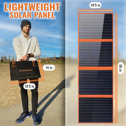 KingBoss Portable 120w Solar Panel High Efficiency Waterproof;  with Multiple Outputs and 3-Kickstand;  Foldable Design for Optimal Solar Coverage